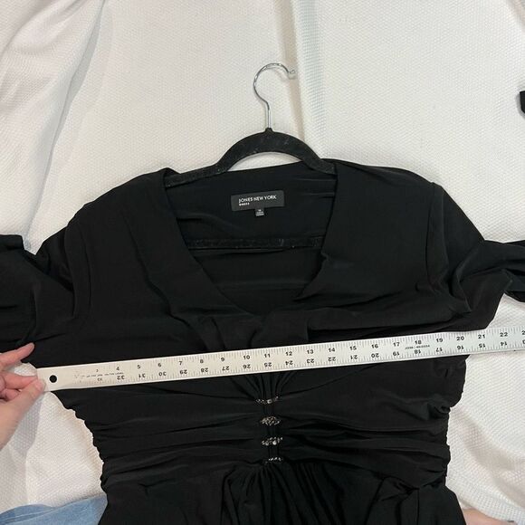 Jones New York Black V Neck Long Sleeve Dress - Picture 6 of 12